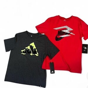 Nike Red and Dark Gray Kids Tees